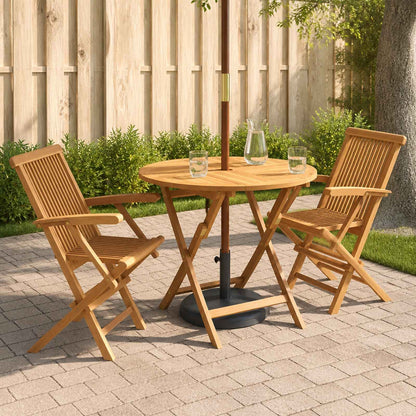 vidaXL 3 Piece Folding Garden Bistro Set Natural Solid Teak Wood 1