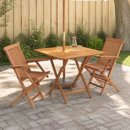 vidaXL 3 Piece Folding Garden Bistro Set 3 pcs Natural Solid Teak Wood 1