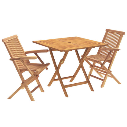 vidaXL 3 Piece Folding Garden Bistro Set 3 pcs Natural Solid Teak Wood 2