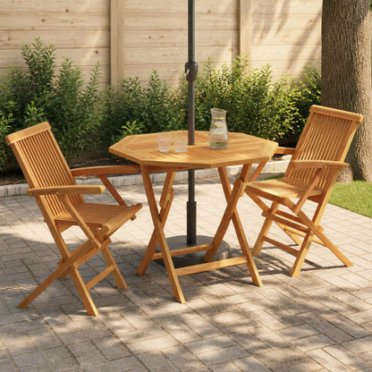 vidaXL 3 Piece Folding Garden Bistro Set 3 pcs Natural Solid Teak Wood 1