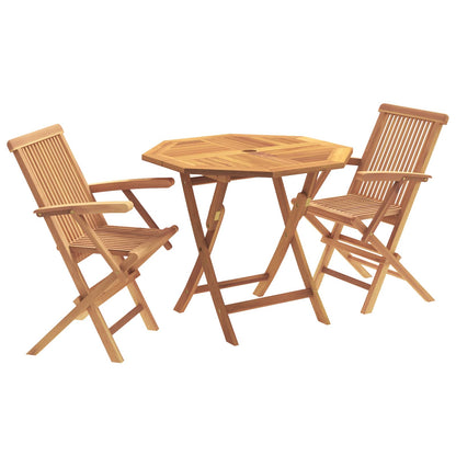 vidaXL 3 Piece Folding Garden Bistro Set 3 pcs Natural Solid Teak Wood 2