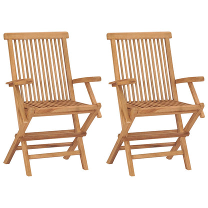 vidaXL 3 Piece Folding Garden Bistro Set 3 pcs Natural Solid Teak Wood 4