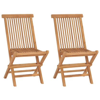 vidaXL 3 Piece Folding Garden Bistro Set Natural Solid Teak Wood 4