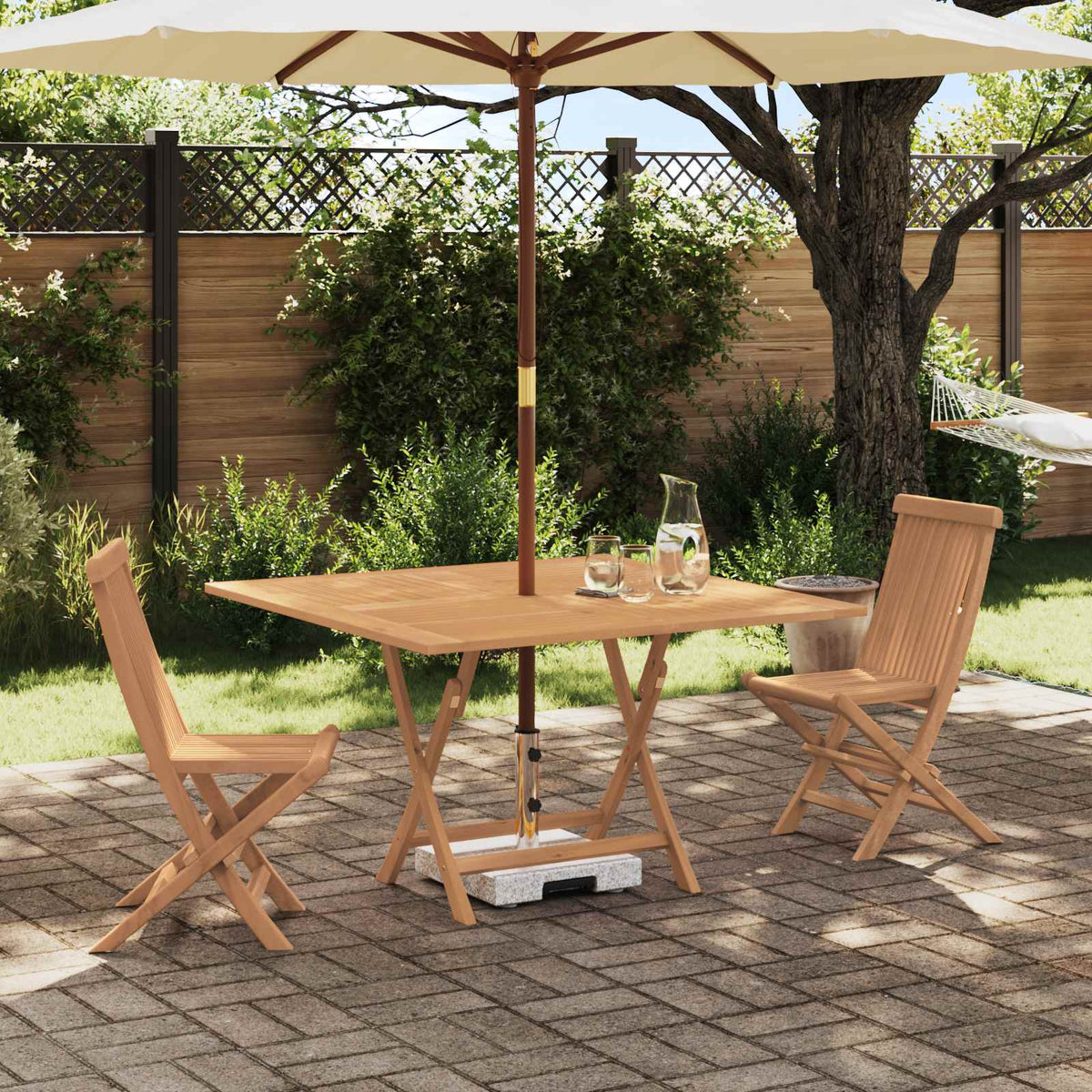 vidaXL Garden Bistro Set 3 pcs Natural Solid Teak Wood 1