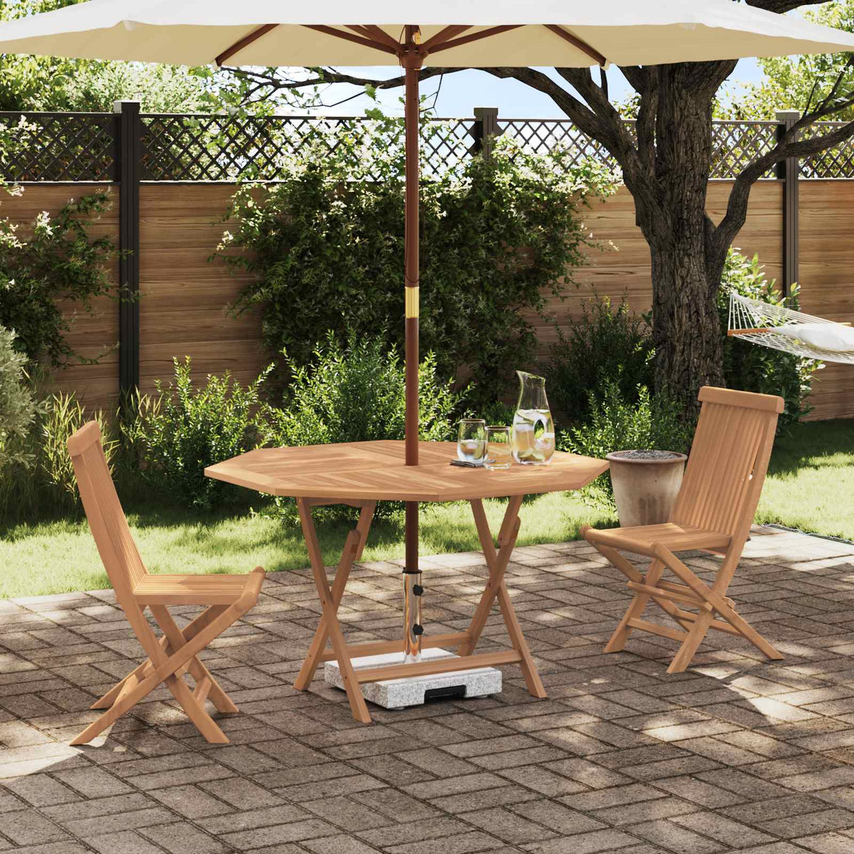 vidaXL Garden Bistro Set 3 pcs Natural Solid Teak Wood 1