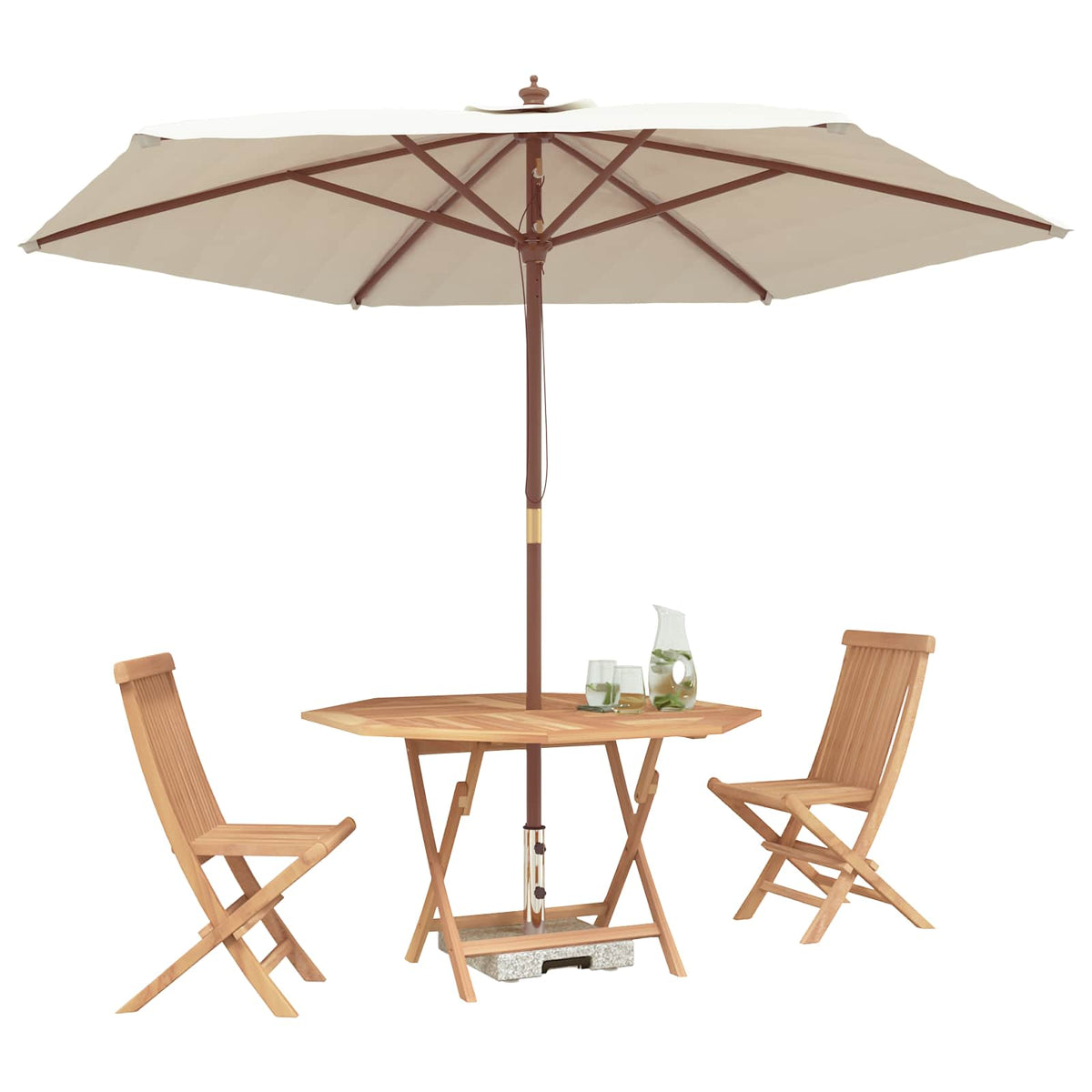 vidaXL Garden Bistro Set 3 pcs Natural Solid Teak Wood 3