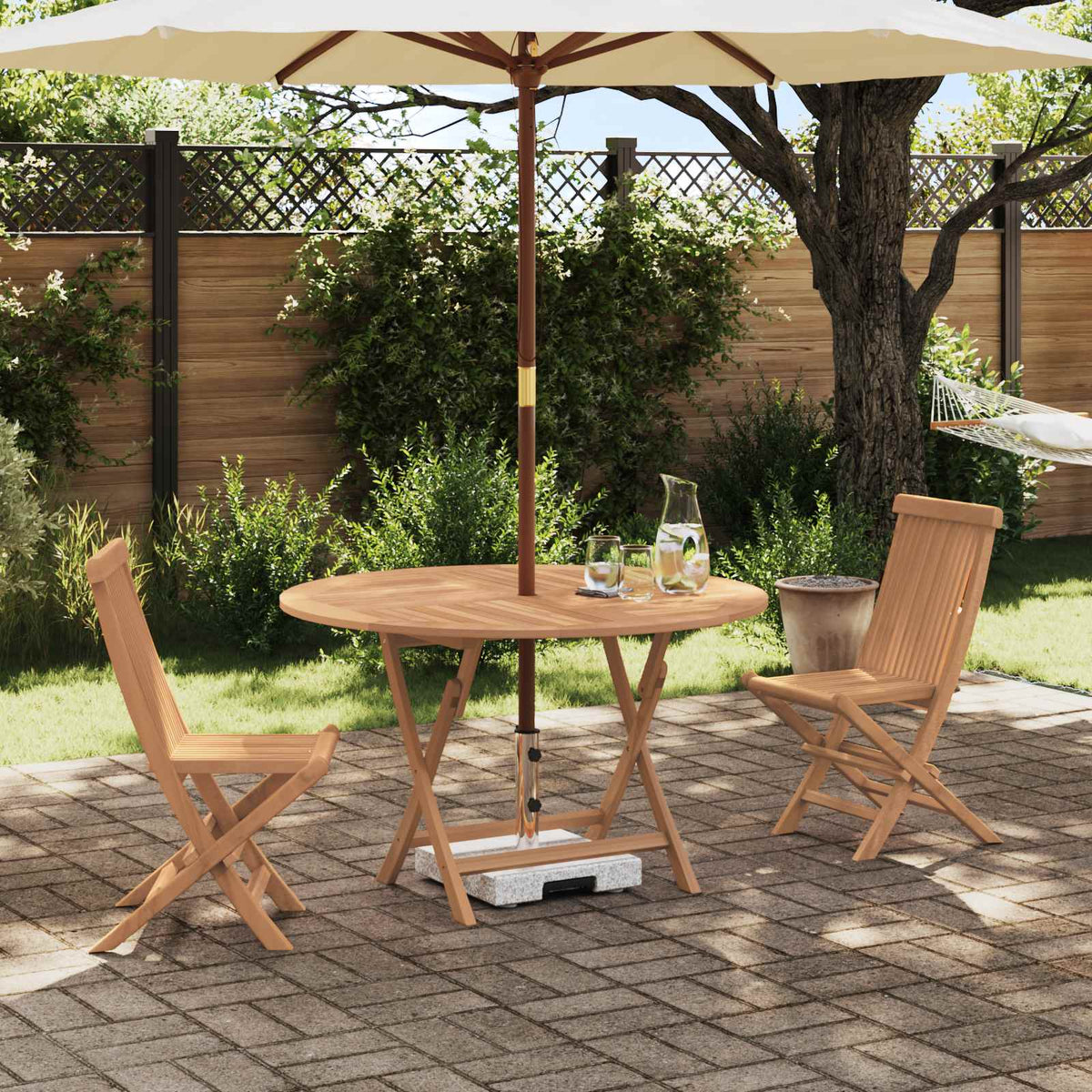 vidaXL Garden Bistro Set 3 pcs Natural Solid Teak Wood 1
