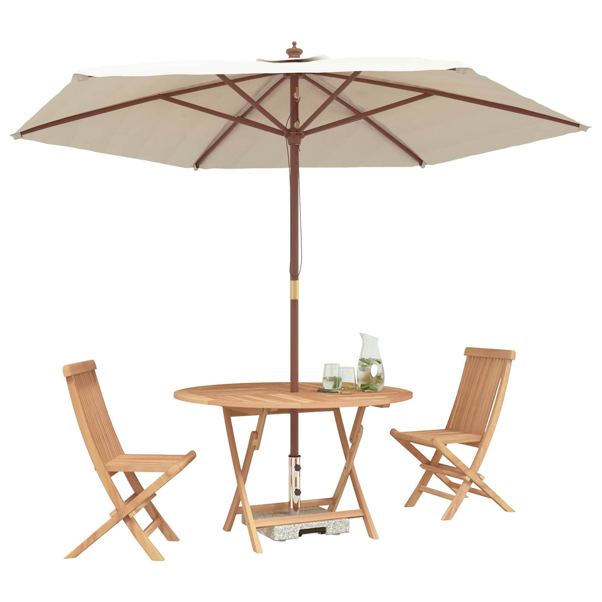 vidaXL Garden Bistro Set 3 pcs Natural Solid Teak Wood 3