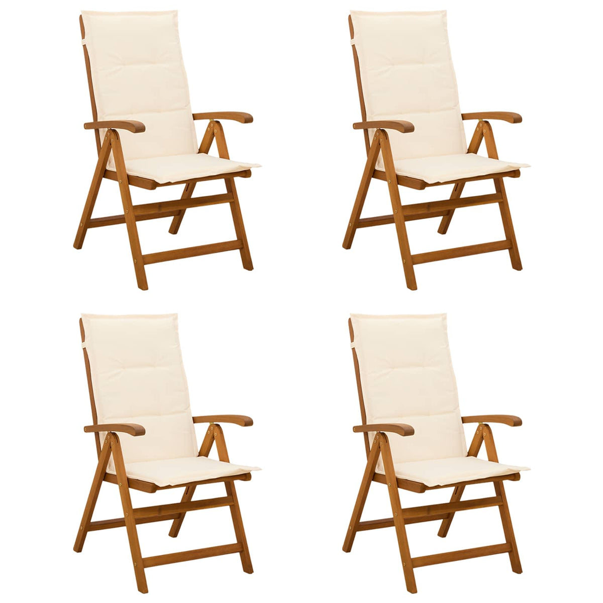 vidaXL Reclining Garden Chairs 4 pcs Natural Solid Acacia Wood 1