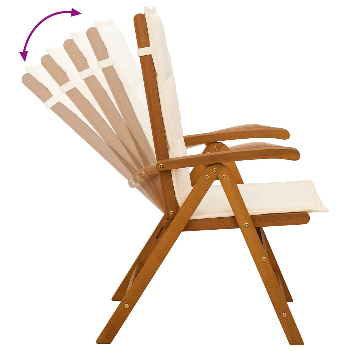 vidaXL Reclining Garden Chairs 4 pcs Natural Solid Acacia Wood 6