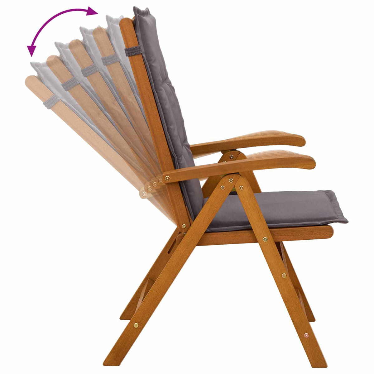 vidaXL Reclining Garden Chairs 4 pcs Natural Solid Acacia Wood 6