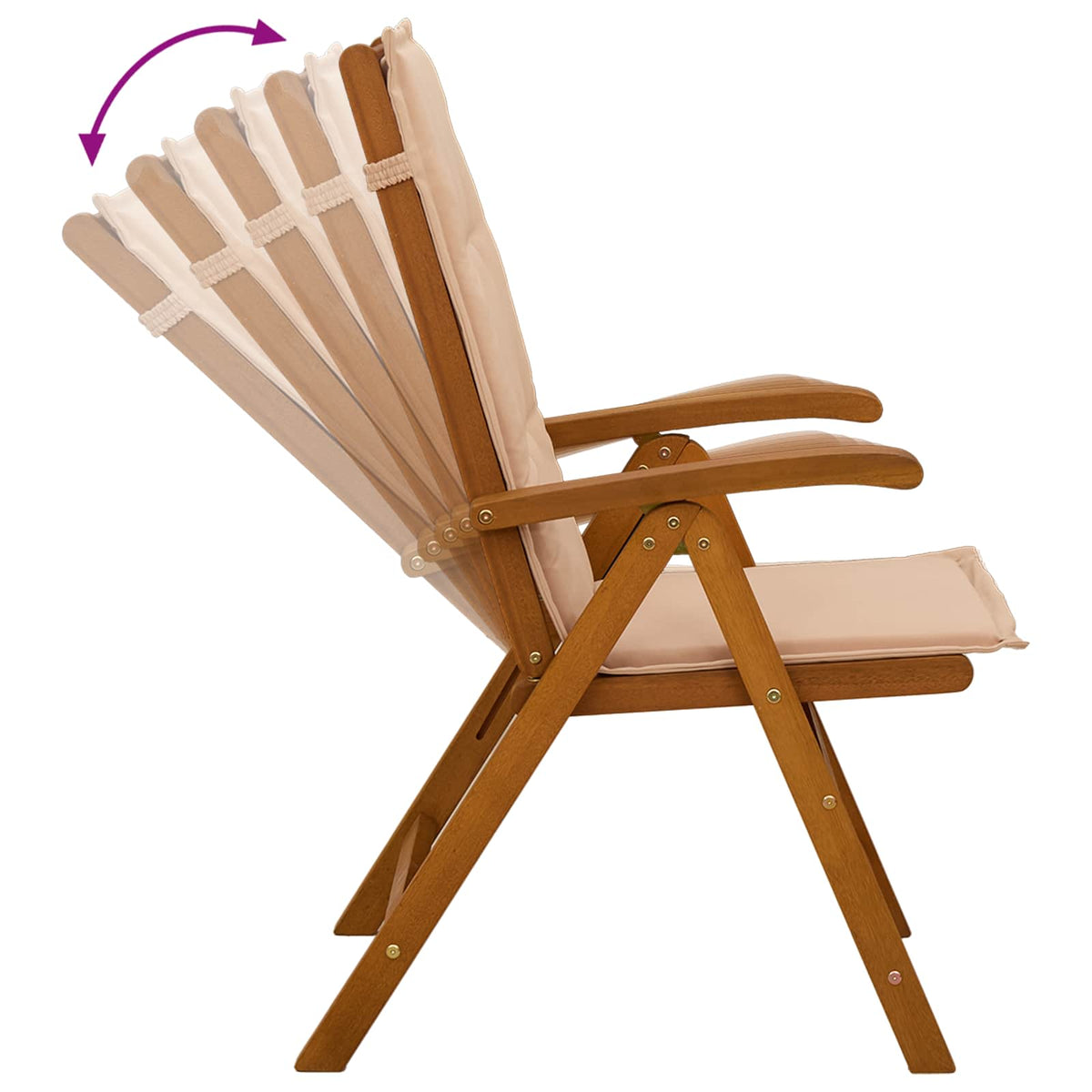 vidaXL Reclining Garden Chairs 4 pcs Natural Solid Acacia Wood 6