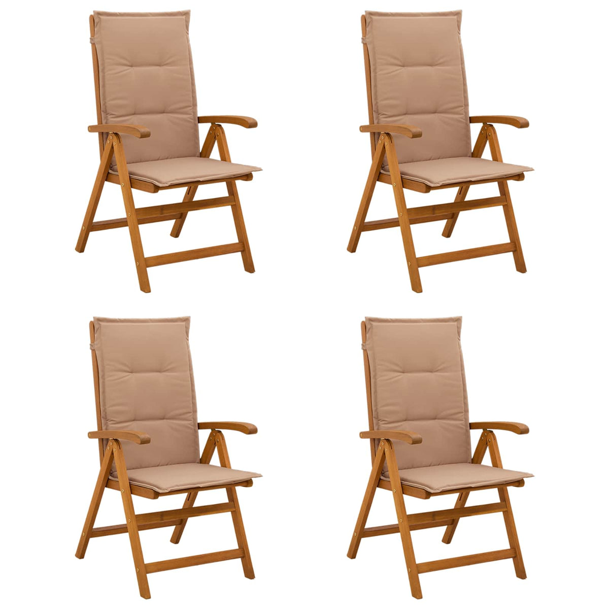 vidaXL Reclining Garden Chairs 4 pcs Natural Solid Acacia Wood 1