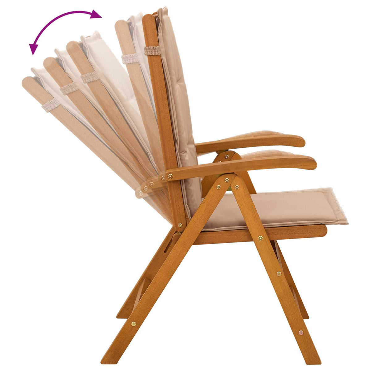 vidaXL Reclining Garden Chairs 4 pcs Natural Solid Acacia Wood 6