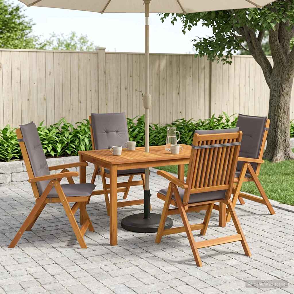 5-Piece Garden Dining Set 4-Seaters Solid Acacia Wood Anthracite Table + 4x chair