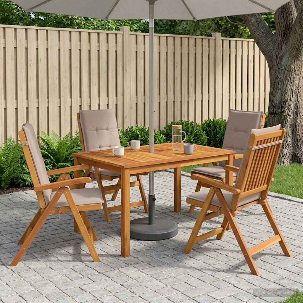 5-Piece Garden Dining Set 4-Seaters Solid Acacia Wood Taupe Table + 4x chair