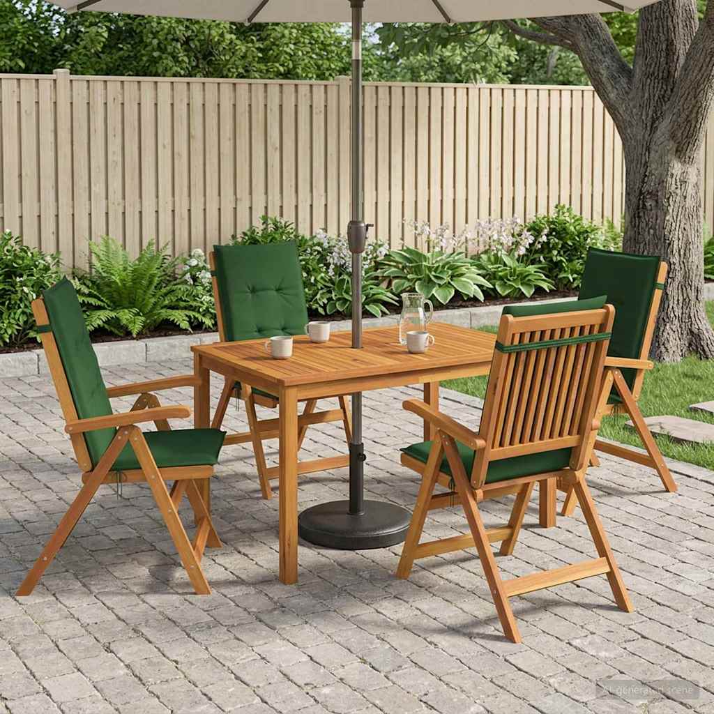 5-Piece Garden Dining Set 4-Seaters Solid Acacia Wood Green Table + 4x chair