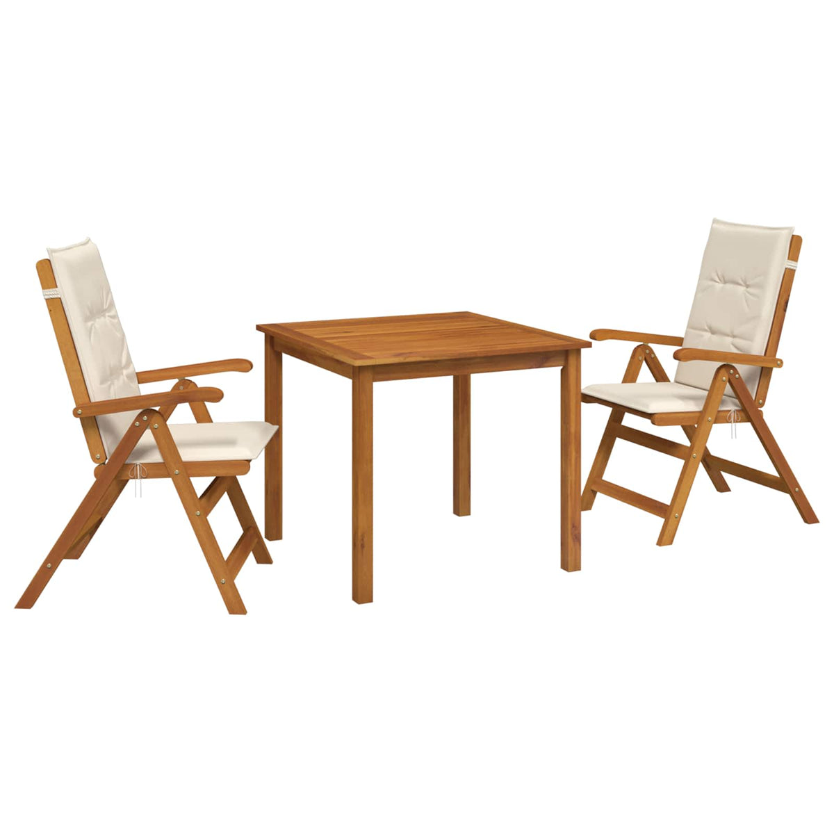 vidaXL 3-Piece Garden Dining Set 2-Seaters Cream Solid Acacia Wood 2