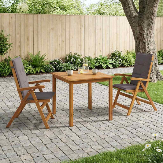 3-Piece Garden Dining Set 2-Seaters Solid Acacia Wood Anthracite