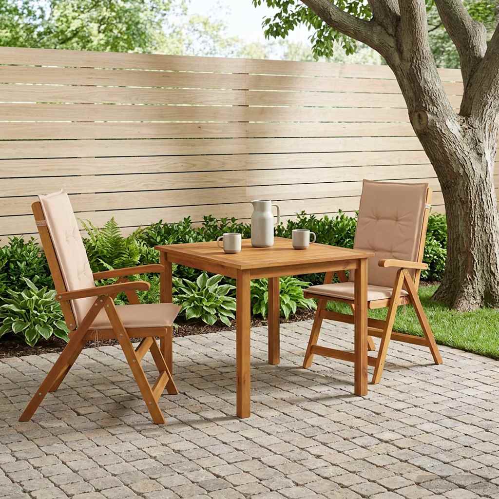 vidaXL 3-Piece Garden Dining Set 2-Seaters Beige Solid Acacia Wood 1