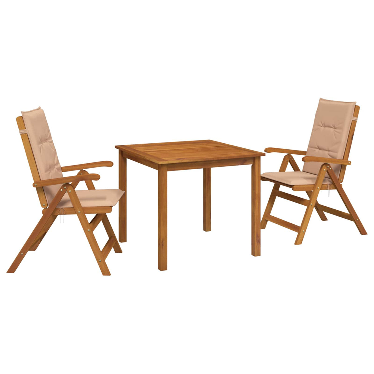 vidaXL 3-Piece Garden Dining Set 2-Seaters Beige Solid Acacia Wood 2