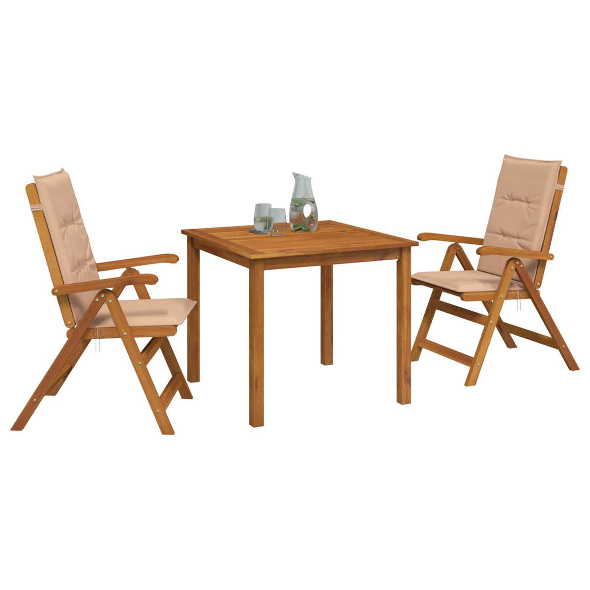 vidaXL 3-Piece Garden Dining Set 2-Seaters Beige Solid Acacia Wood 3