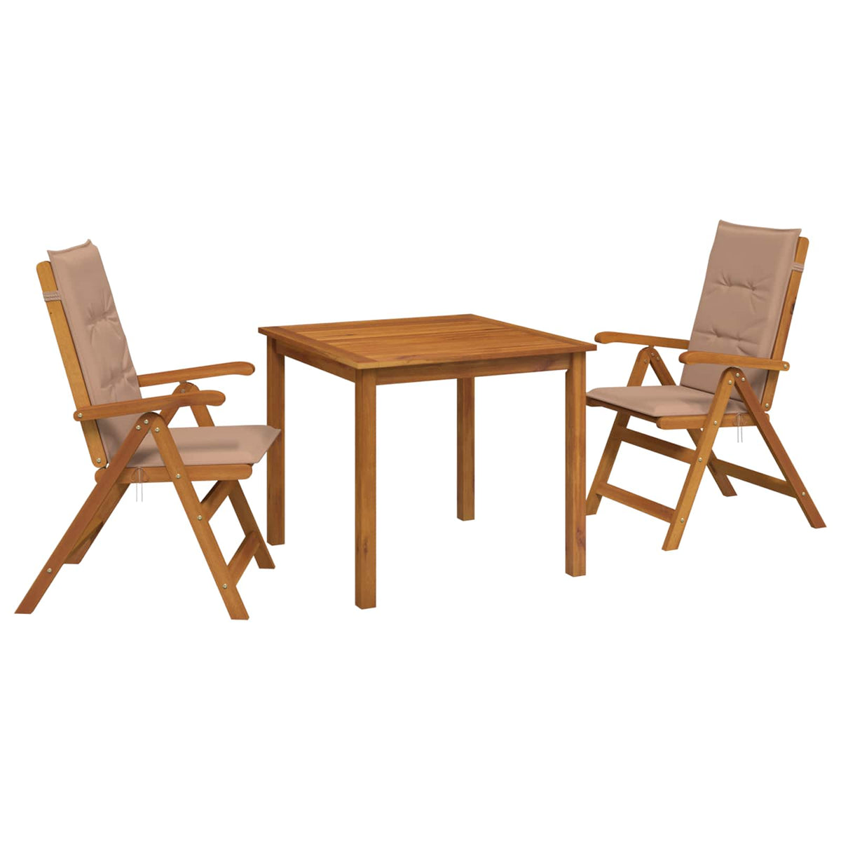 vidaXL 3-Piece Garden Dining Set 2-Seaters Taupe Solid Acacia Wood 2