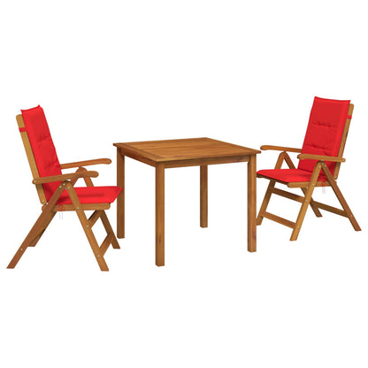 vidaXL 3-Piece Garden Dining Set 2-Seaters Red Solid Acacia Wood 2