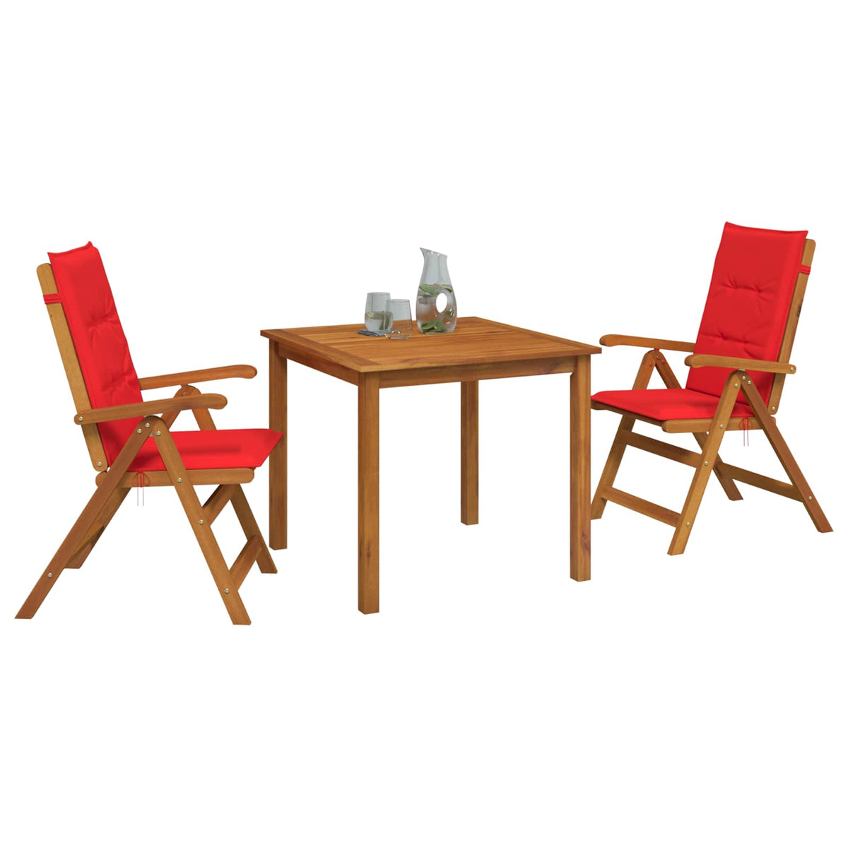 vidaXL 3-Piece Garden Dining Set 2-Seaters Red Solid Acacia Wood 3