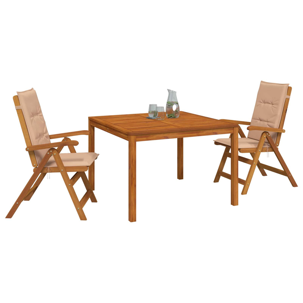 vidaXL Garden Dining Set Natural Solid Acacia Wood 3