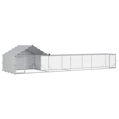 vidaXL Chicken Coop with Roof and Yard 2 pcs Silver 7 x 2 x 1.5 m 2