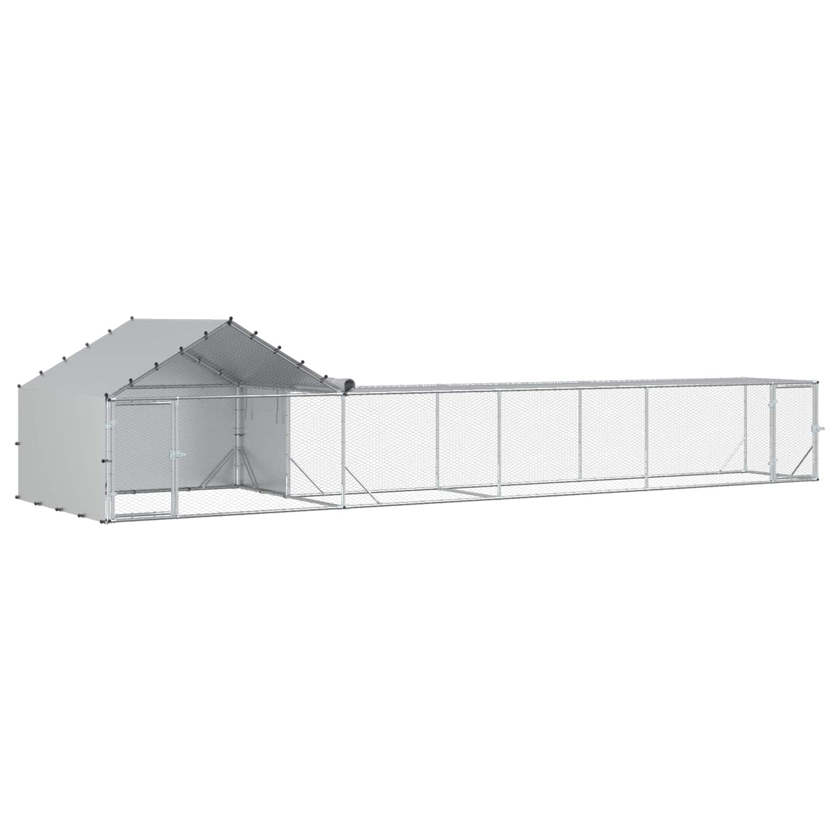 Chicken Coop with Roof and Yard 2 pcs Silver 7 m 1.5 m