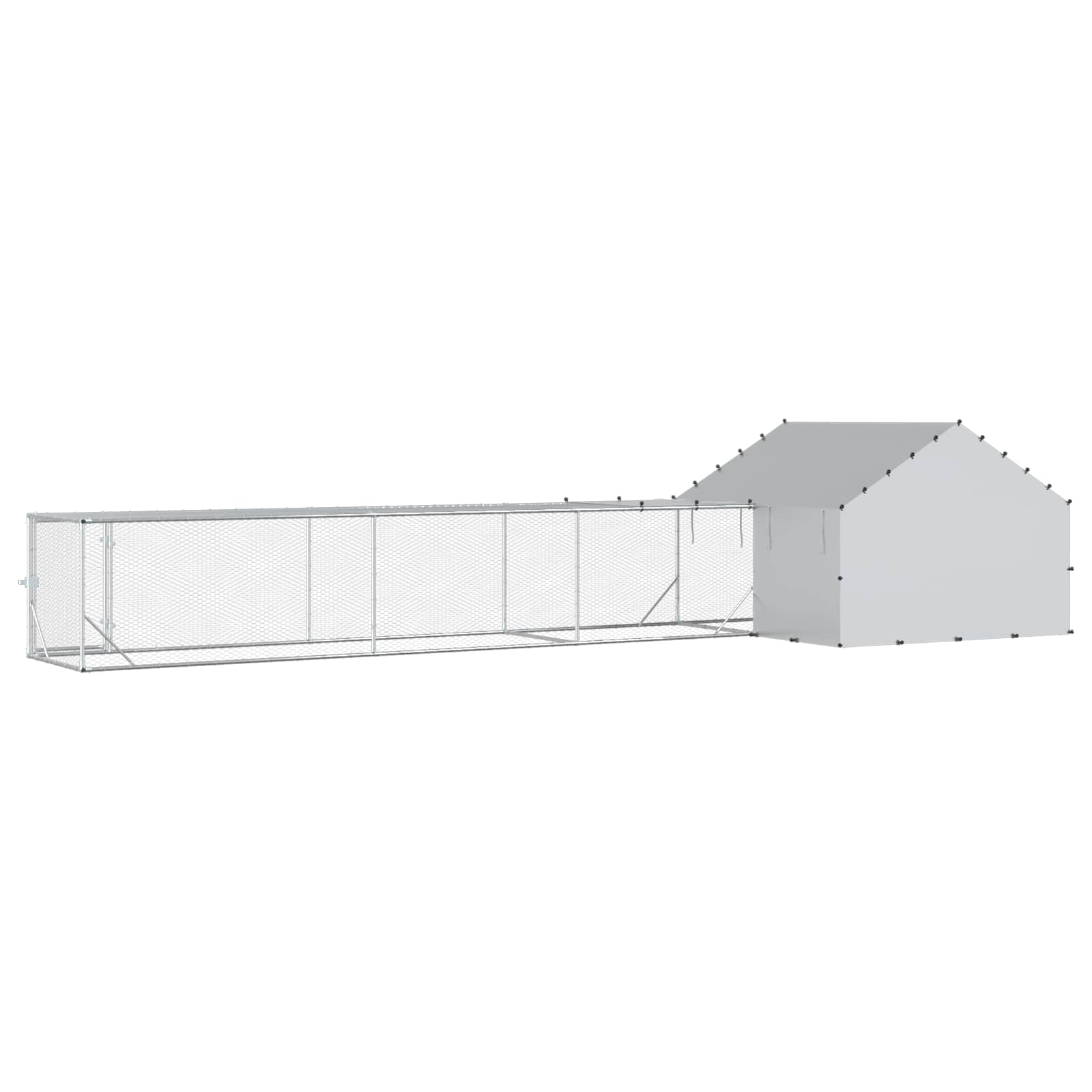 vidaXL Chicken Coop with Roof and Yard 2 pcs Silver 7 x 2 x 1.5 m 5