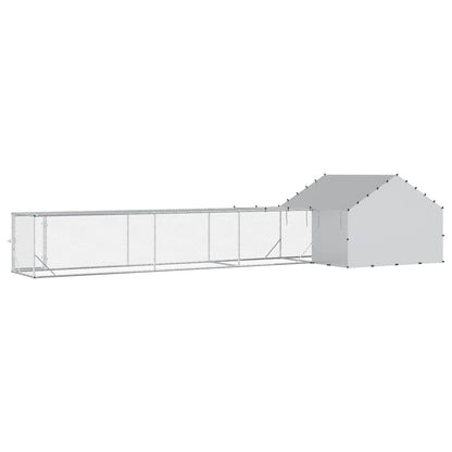 vidaXL Chicken Coop with Roof and Yard 2 pcs Silver 7 x 2 x 1.5 m 5