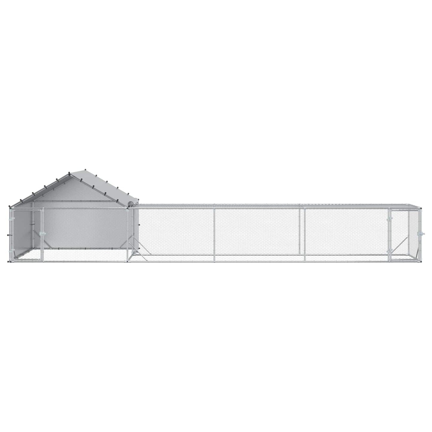 vidaXL Chicken Coop with Roof and Yard 2 pcs Silver 7 x 2 x 1.5 m 3