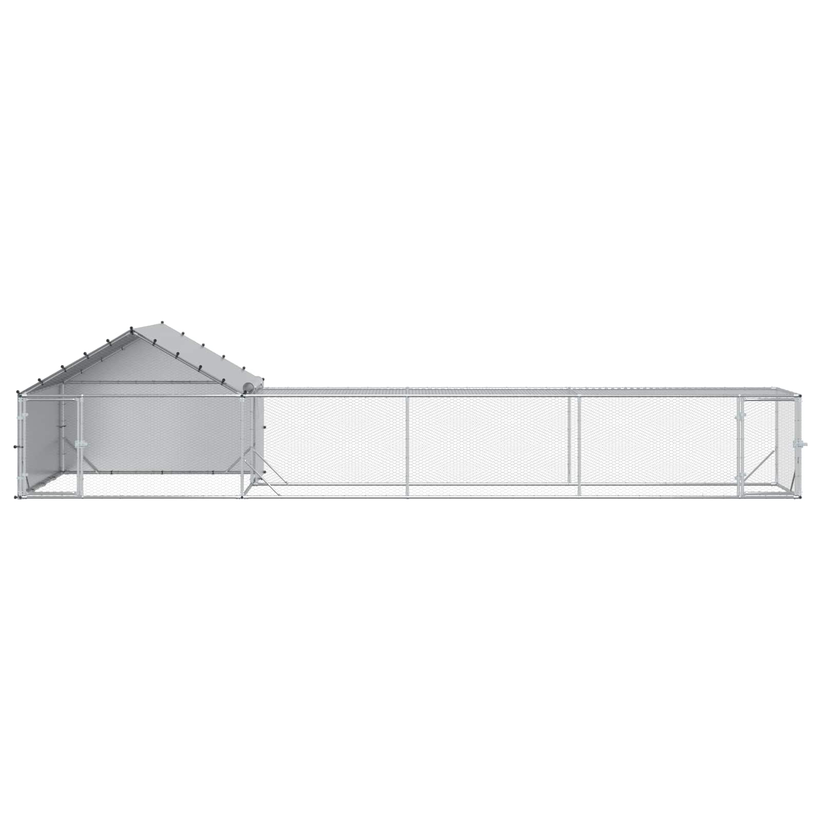 vidaXL Chicken Coop with Roof and Yard 2 pcs Silver 7 x 2 x 1.5 m 3