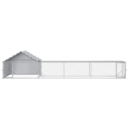 vidaXL Chicken Coop with Roof and Yard 2 pcs Silver 7 x 2 x 1.5 m 3