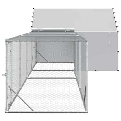 vidaXL Chicken Coop with Roof and Yard 2 pcs Silver 7 x 2 x 1.5 m 4