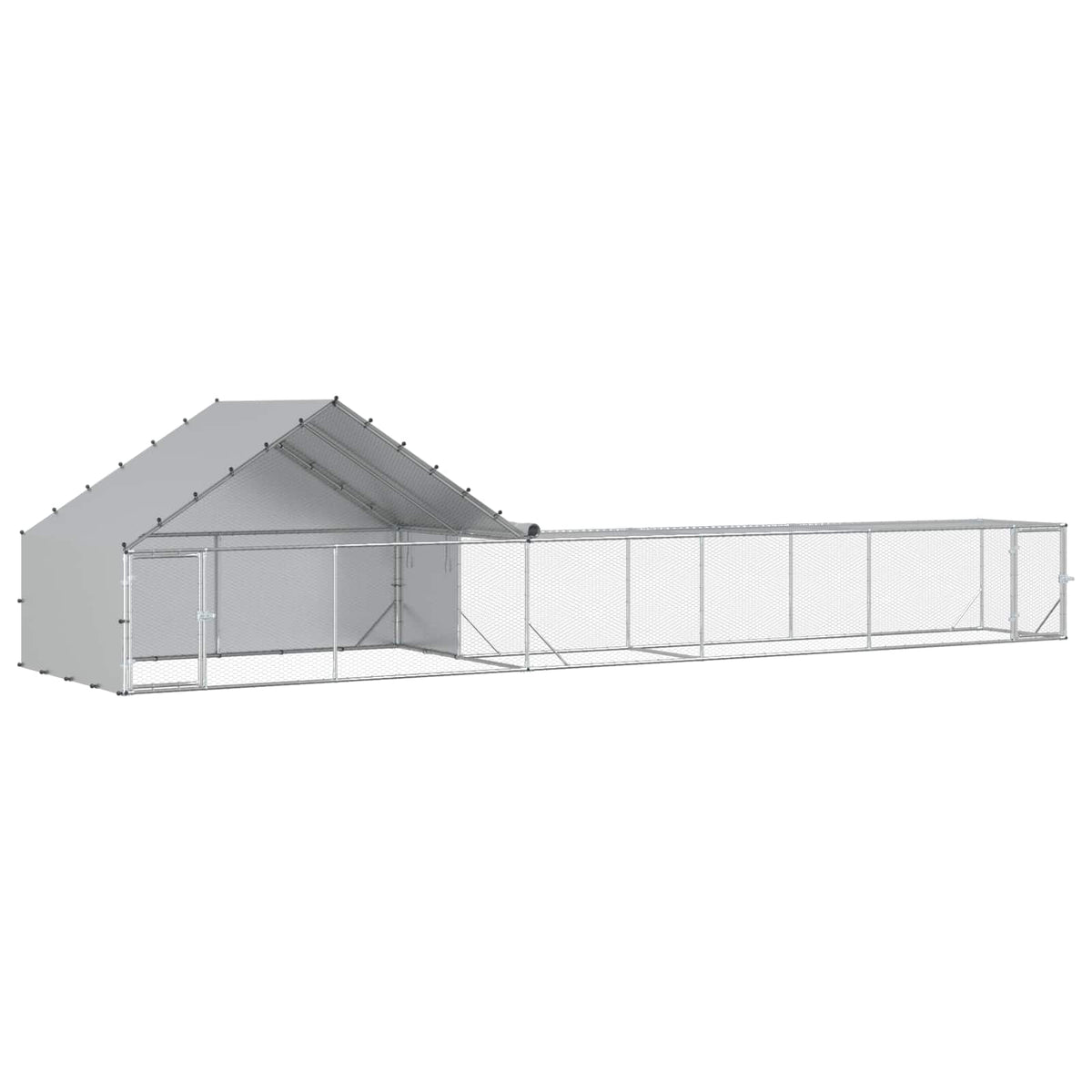 vidaXL Chicken Coop with Roof and Yard 2 pcs Silver 8 x 2 x 1.9 m 2