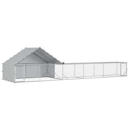 vidaXL Chicken Coop with Roof and Yard 2 pcs Silver 8 x 2 x 1.9 m 2