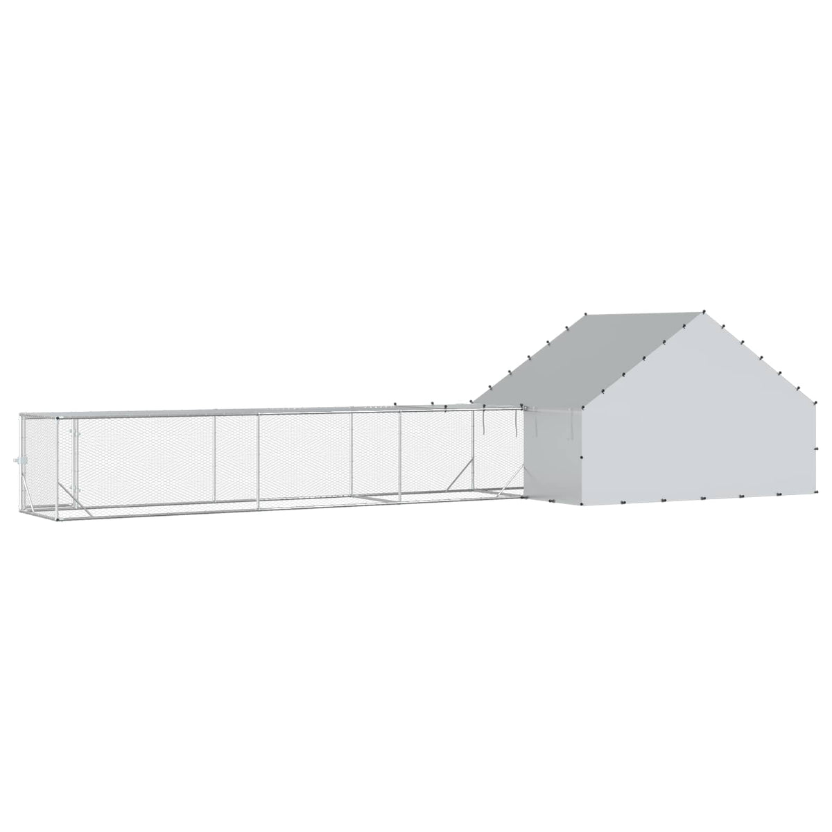 vidaXL Chicken Coop with Roof and Yard 2 pcs Silver 8 x 2 x 1.9 m 5