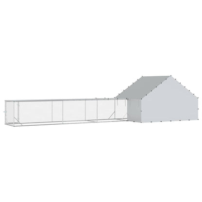 vidaXL Chicken Coop with Roof and Yard 2 pcs Silver 8 x 2 x 1.9 m 5
