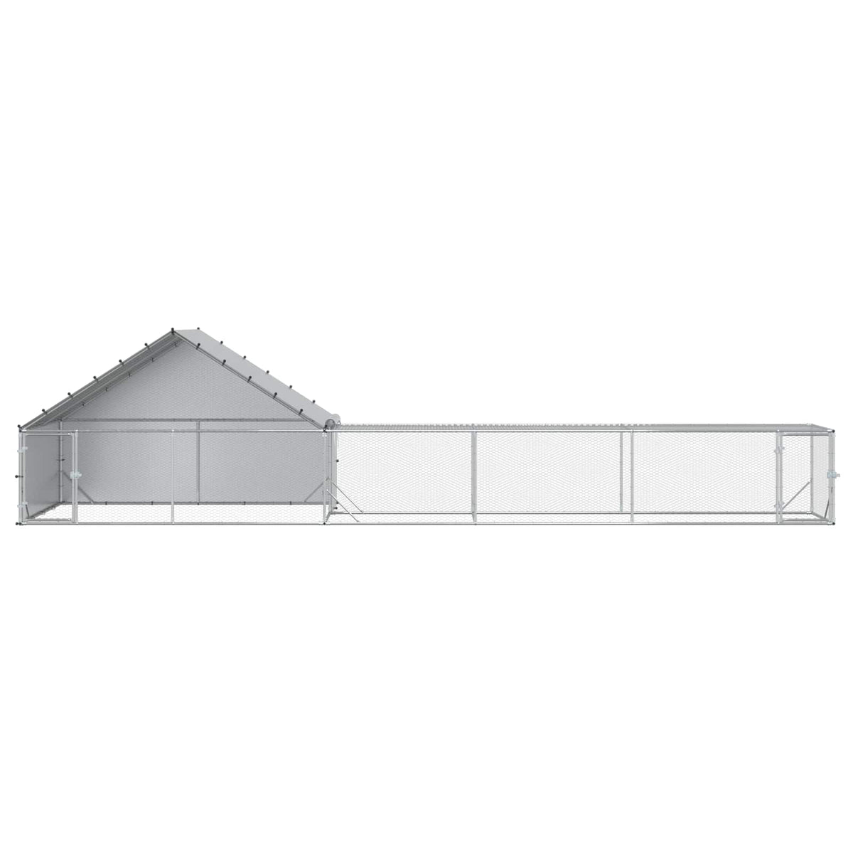 vidaXL Chicken Coop with Roof and Yard 2 pcs Silver 8 x 2 x 1.9 m 3