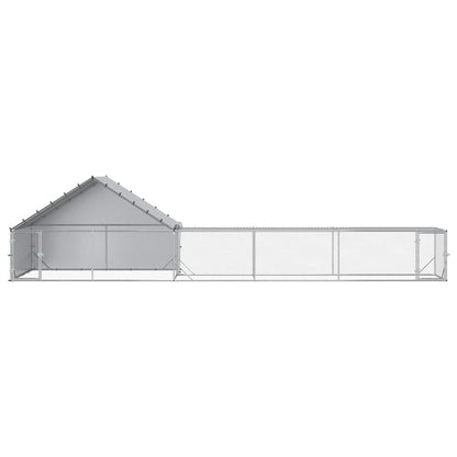 vidaXL Chicken Coop with Roof and Yard 2 pcs Silver 8 x 2 x 1.9 m 3