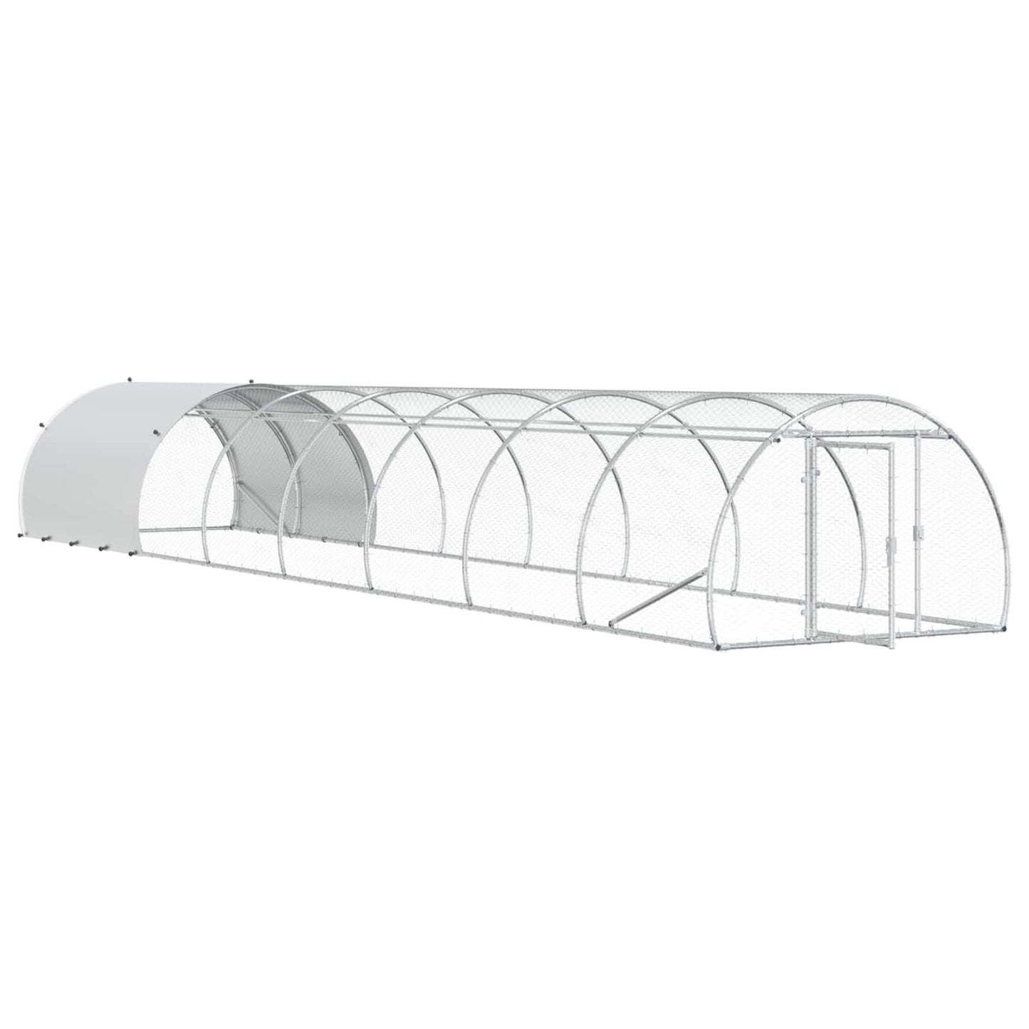 vidaXL Chicken Coop Silver 800 x 150 x 100 cm Galvanised Steel 3