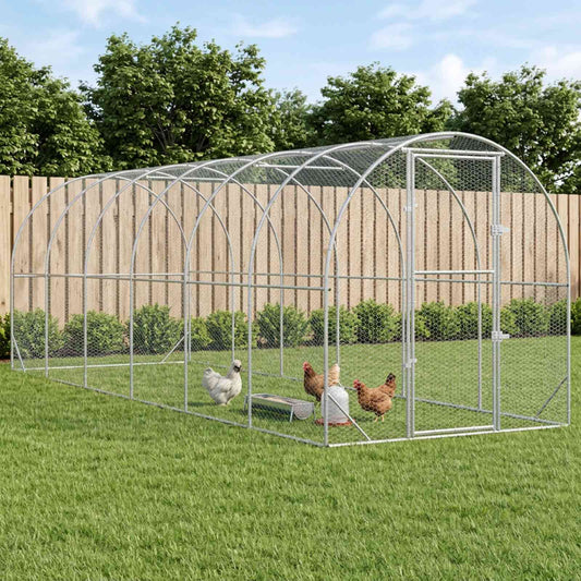 Chicken Coop Silver Galvanised Steel without roof 600 cm 200 cm 200 cm