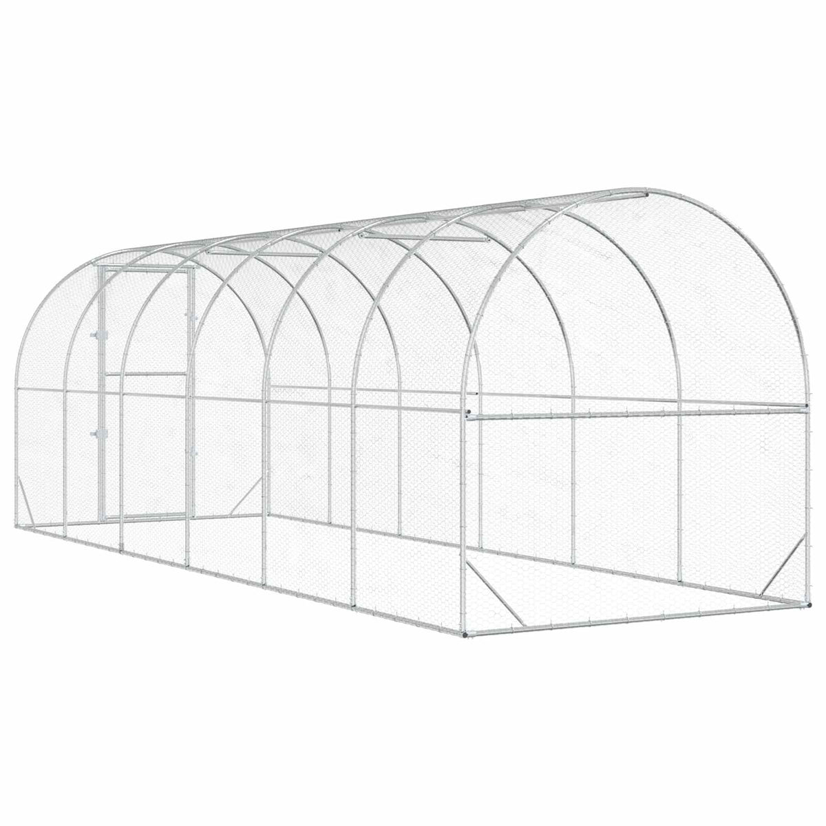vidaXL Chicken Coop Silver 600 x 200 x 200 cm Galvanised Steel 6