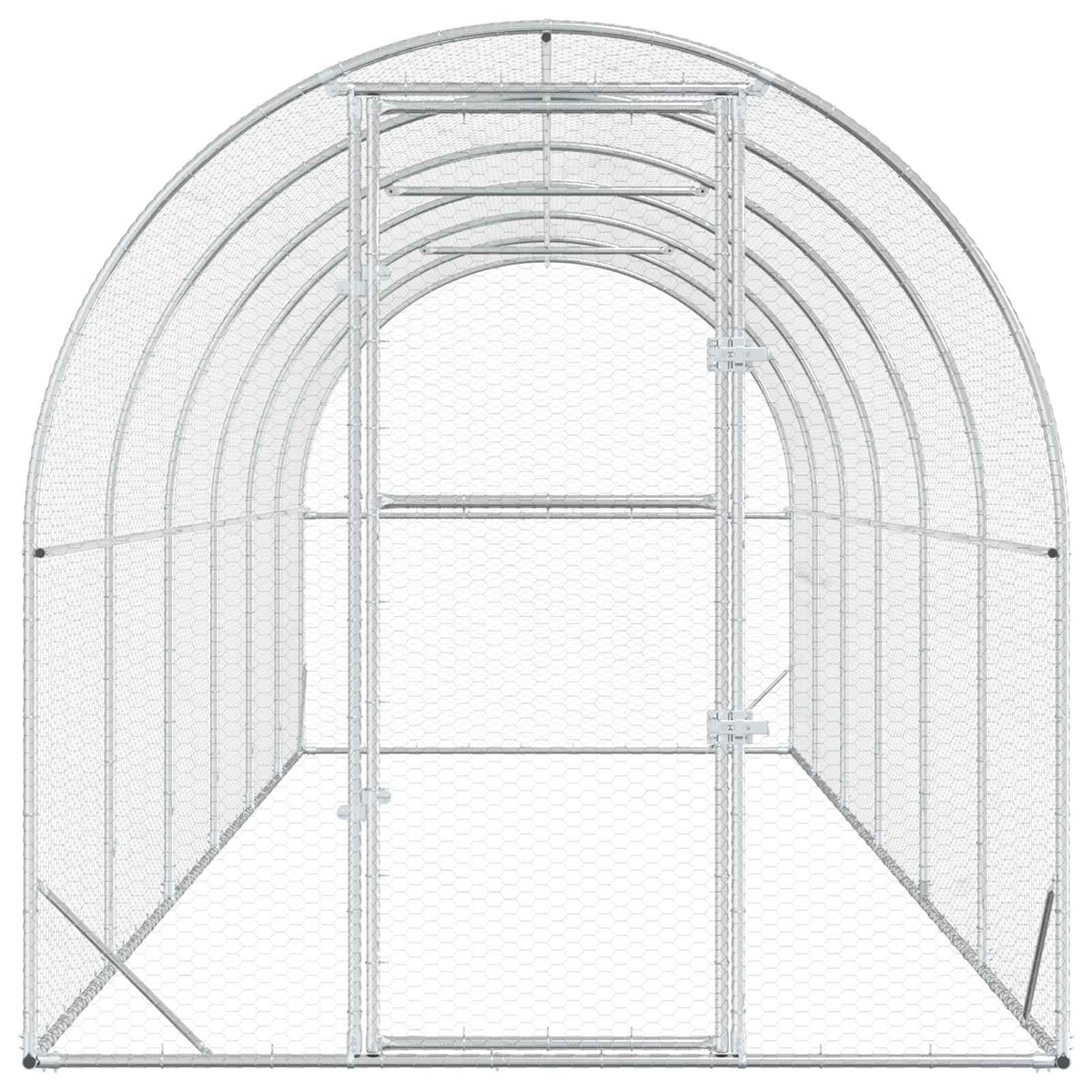 vidaXL Chicken Coop Silver 600 x 200 x 200 cm Galvanised Steel 4