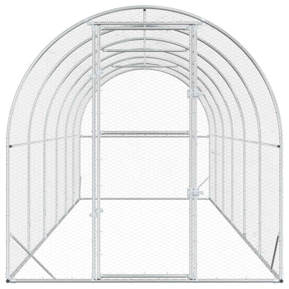 vidaXL Chicken Coop Silver 600 x 200 x 200 cm Galvanised Steel 4