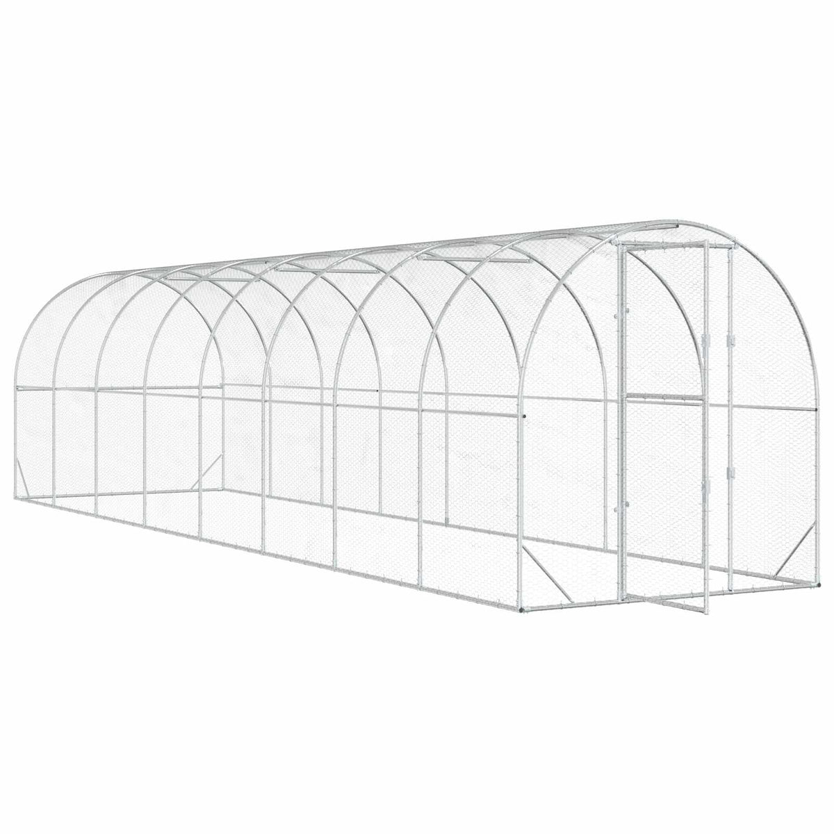 vidaXL Chicken Coop Silver 800 x 200 x 200 cm Galvanised Steel 3